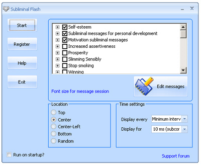 Screenshot of Subliminal Flash.